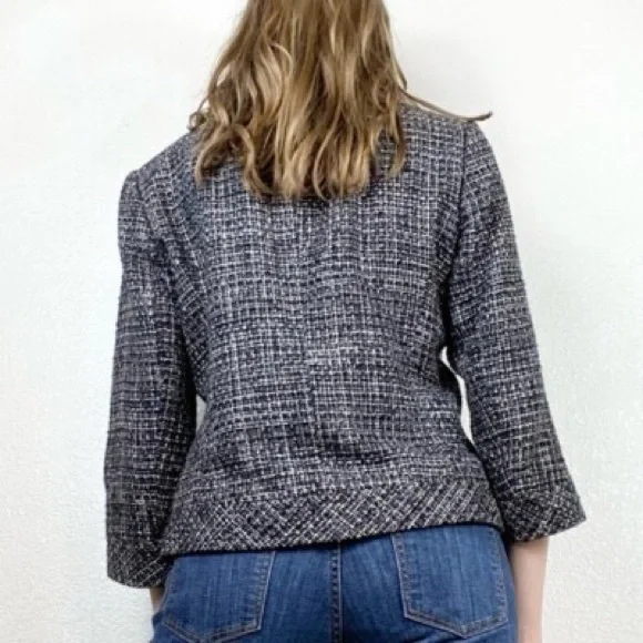 Banana Republic Tweed Blazer Jacket 3/4 Sleeves Full Lining Size 2 - Picture 7 of 14